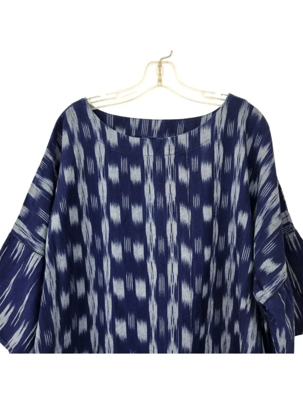 Pure Jill Indigo Ikat Print Tunic Top XL Tall Navy Blue Cotton - Picture 4 of 4